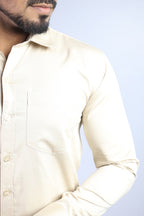 STAN  S CREAM | SLIM FIT PREMIUM POLO NECK CASUAL SHIRT | ORIGENS