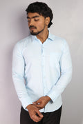 KED  S SKY BLUE | SLIM FIT PREMIUM POLO NECK CASUAL SHIRT | ORIGENS