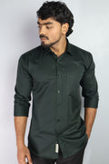 STAN  S DARK GREEN | SLIM FIT PREMIUM POLO NECK CASUAL SHIRT | ORIGENS