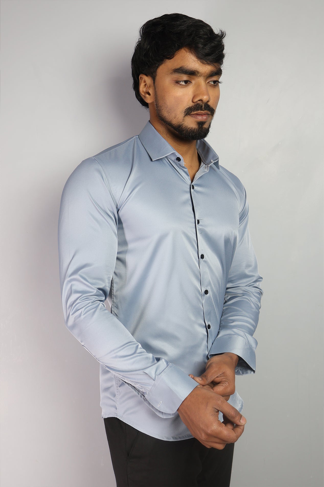 SEEK SKY BLUE | SLIM FIT PREMIUM POLO NECK CASUAL SHIRT | ORIGENS