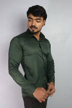 SEEK DARK GREEN | SLIM FIT PREMIUM POLO NECK CASUAL SHIRT | ORIGENS