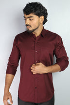 STAN  S MAROON | SLIM FIT PREMIUM POLO NECK CASUAL SHIRT | ORIGENS