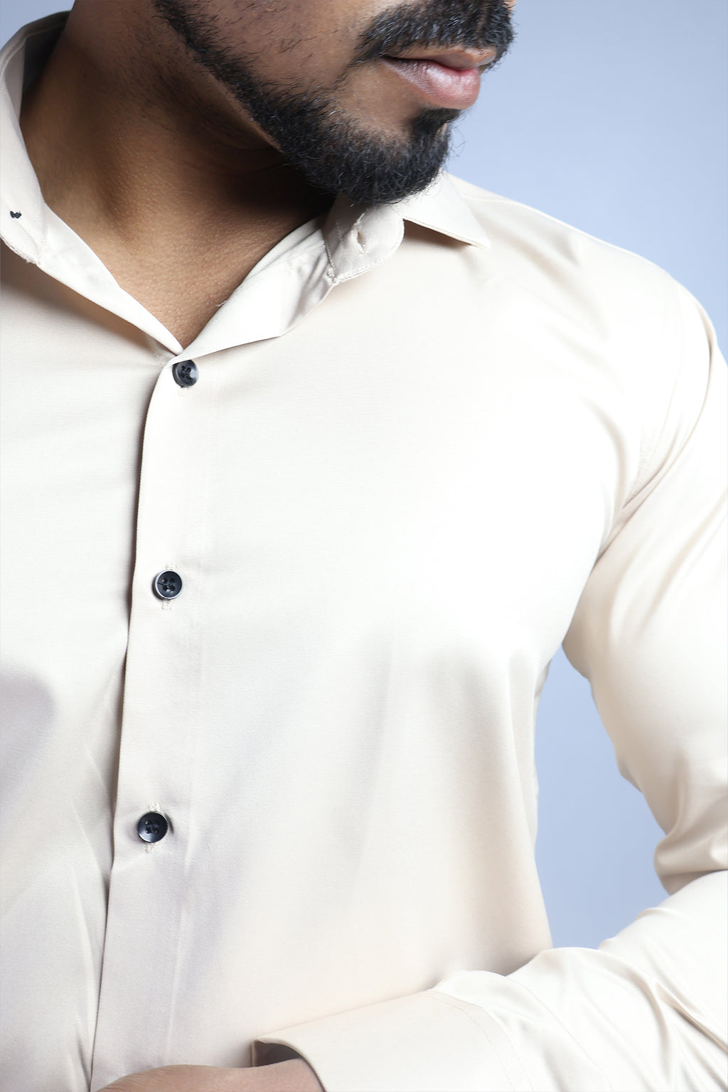 SEEK  S CREAM | SLIM FIT PREMIUM POLO NECK CASUAL SHIRT | ORIGENS