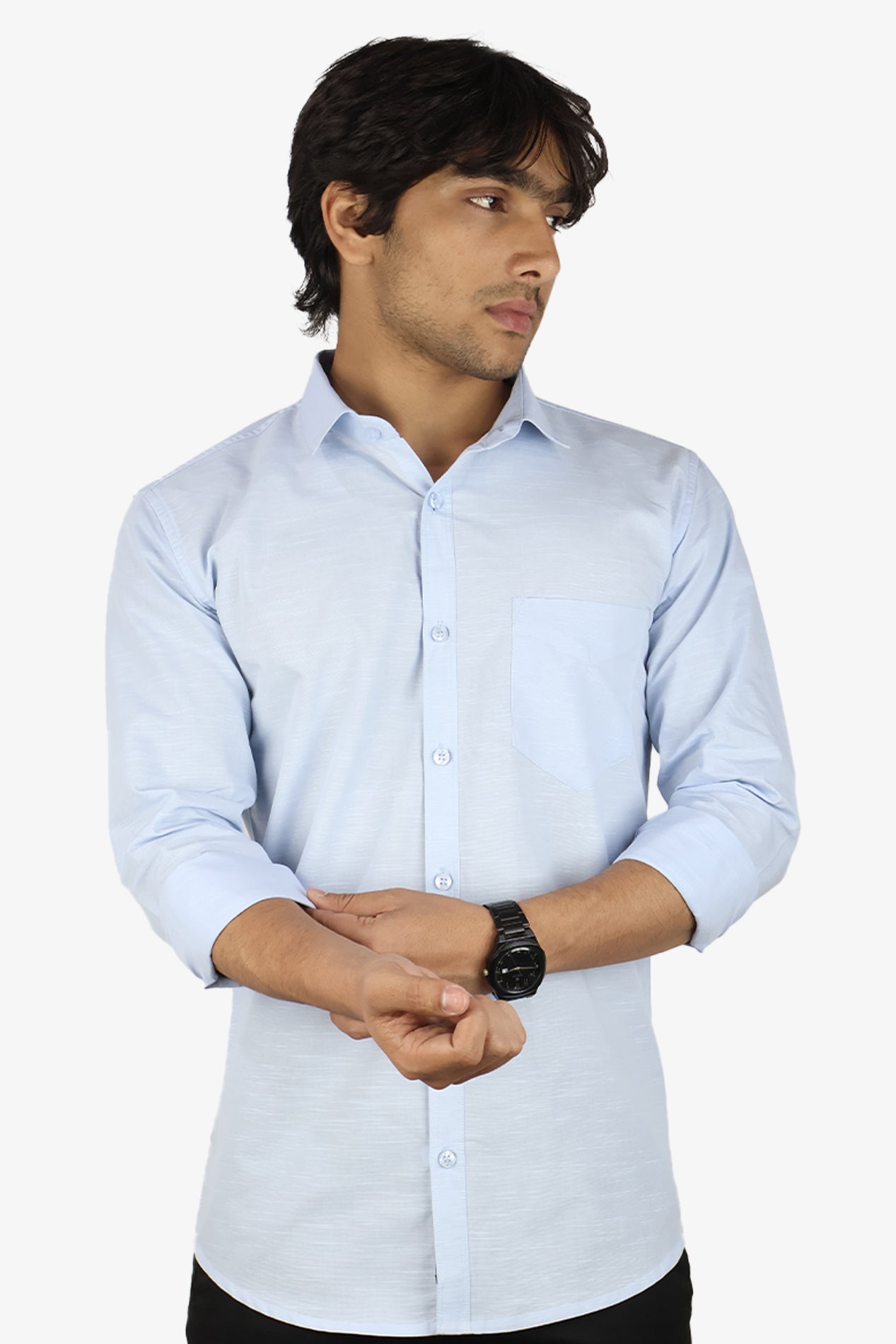 LIN SKY BLUE | SLIM FIT PREMIUM POLO NECK CASUAL SHIRT | ORIGENS