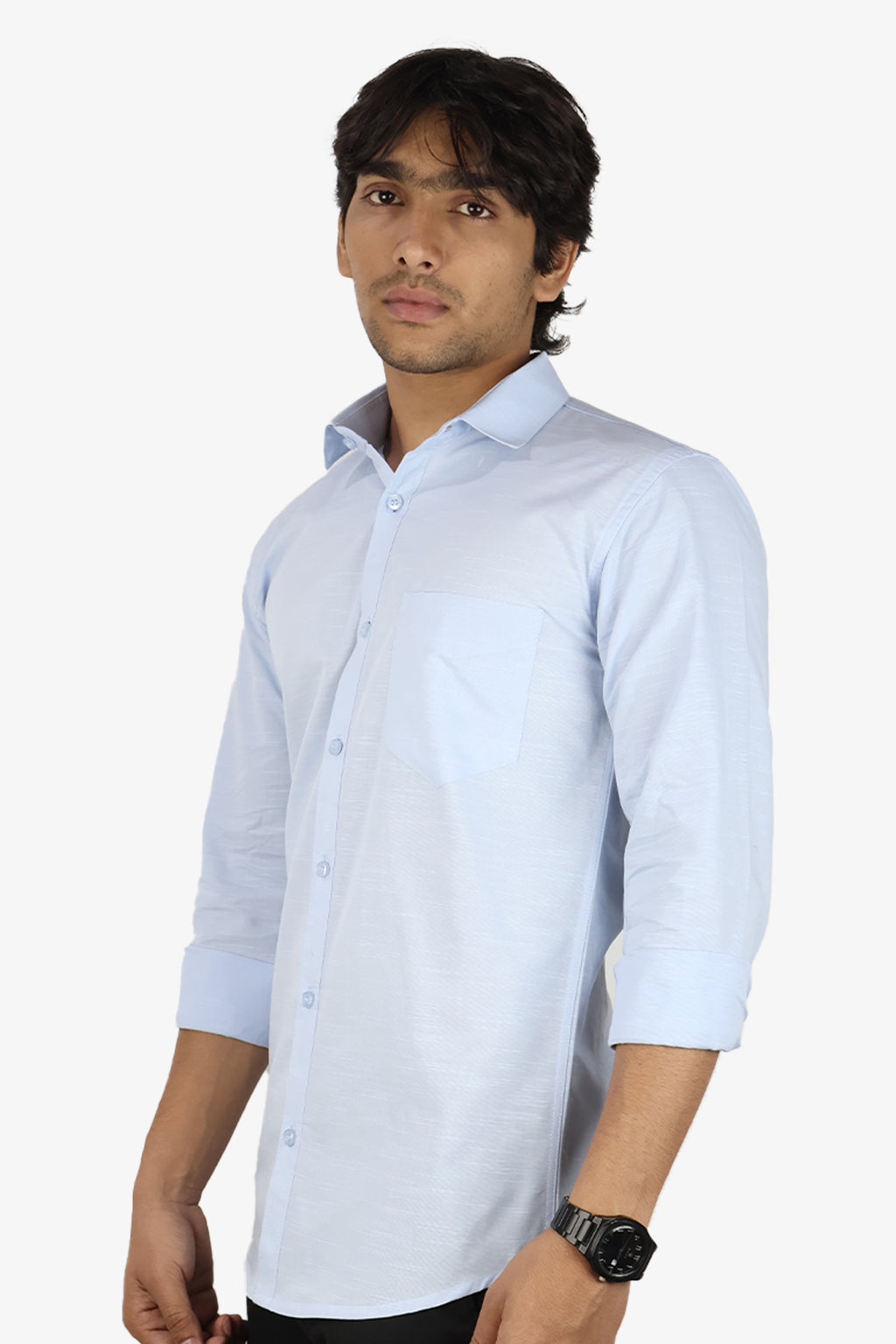 LIN SKY BLUE | SLIM FIT PREMIUM POLO NECK CASUAL SHIRT | ORIGENS