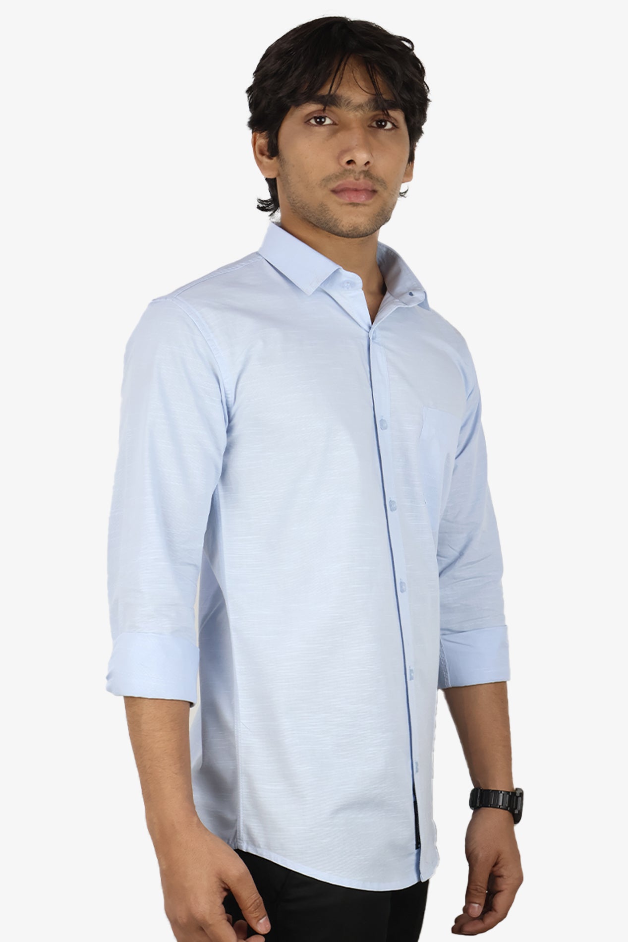 LIN SKY BLUE | SLIM FIT PREMIUM POLO NECK CASUAL SHIRT | ORIGENS