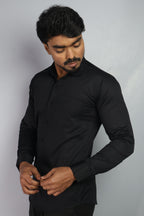 TWEE BLACK | SLIM FIT PREMIUM POLO NECK CASUAL SHIRT | ORIGENS