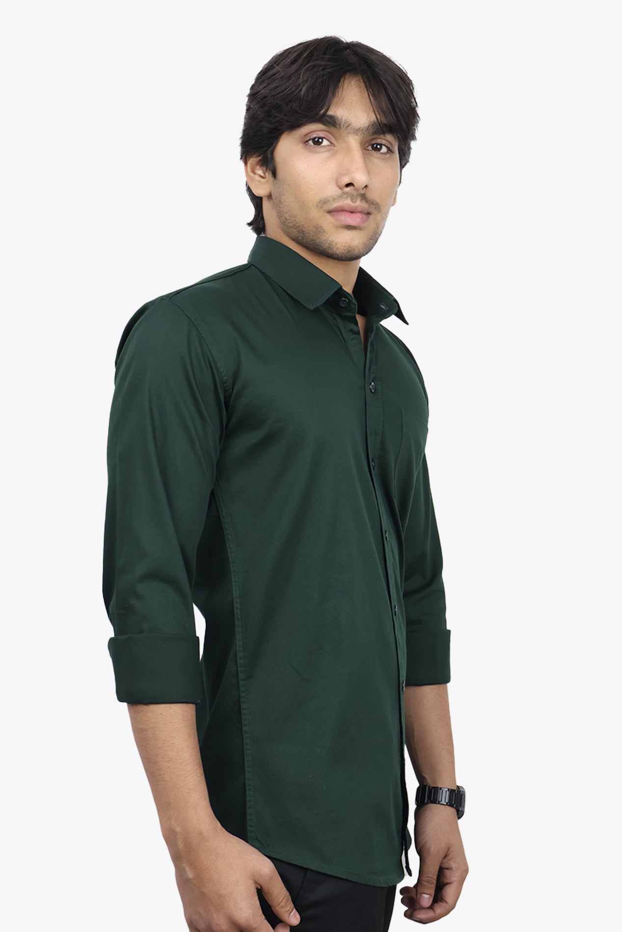 TWEE DARK GREEN | SLIM FIT PREMIUM POLO NECK CASUAL SHIRT | ORIGENS