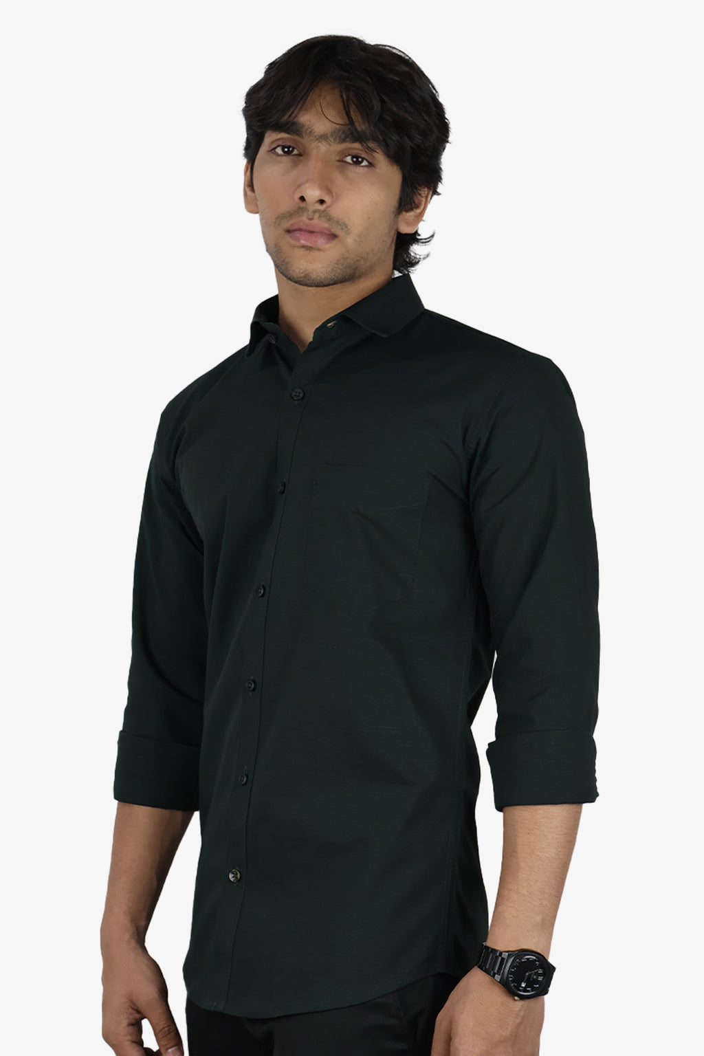 LIN BOTTEL GREEN | SLIM FIT PREMIUM POLO NECK CASUAL SHIRT | ORIGENS