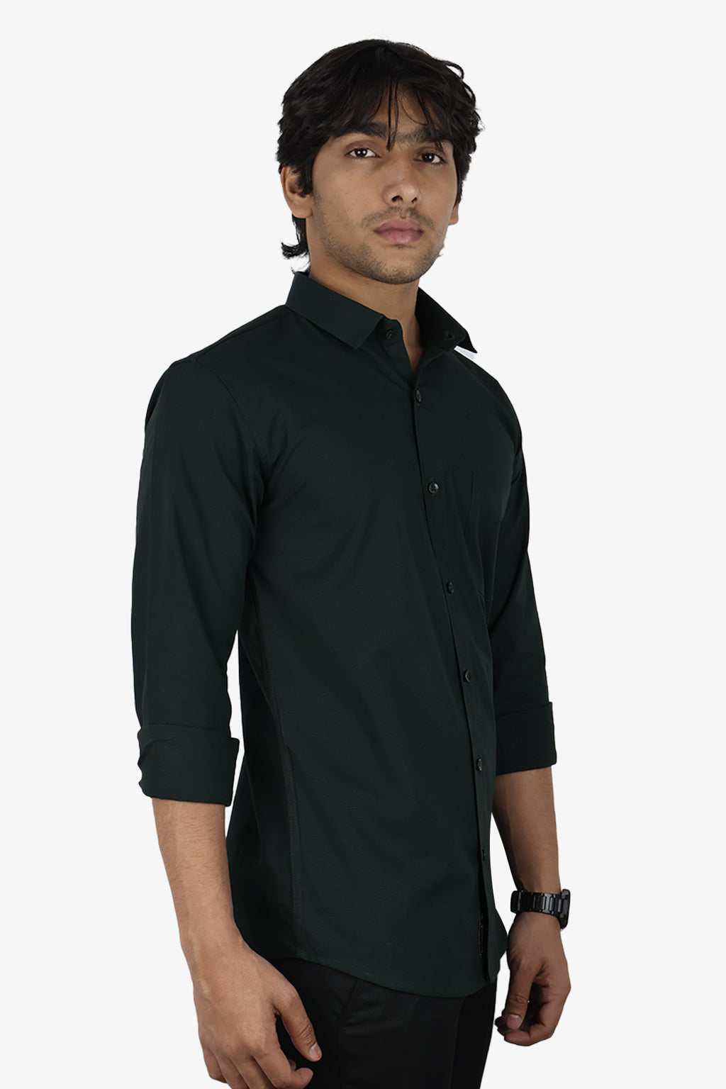 LIN BOTTEL GREEN | SLIM FIT PREMIUM POLO NECK CASUAL SHIRT | ORIGENS