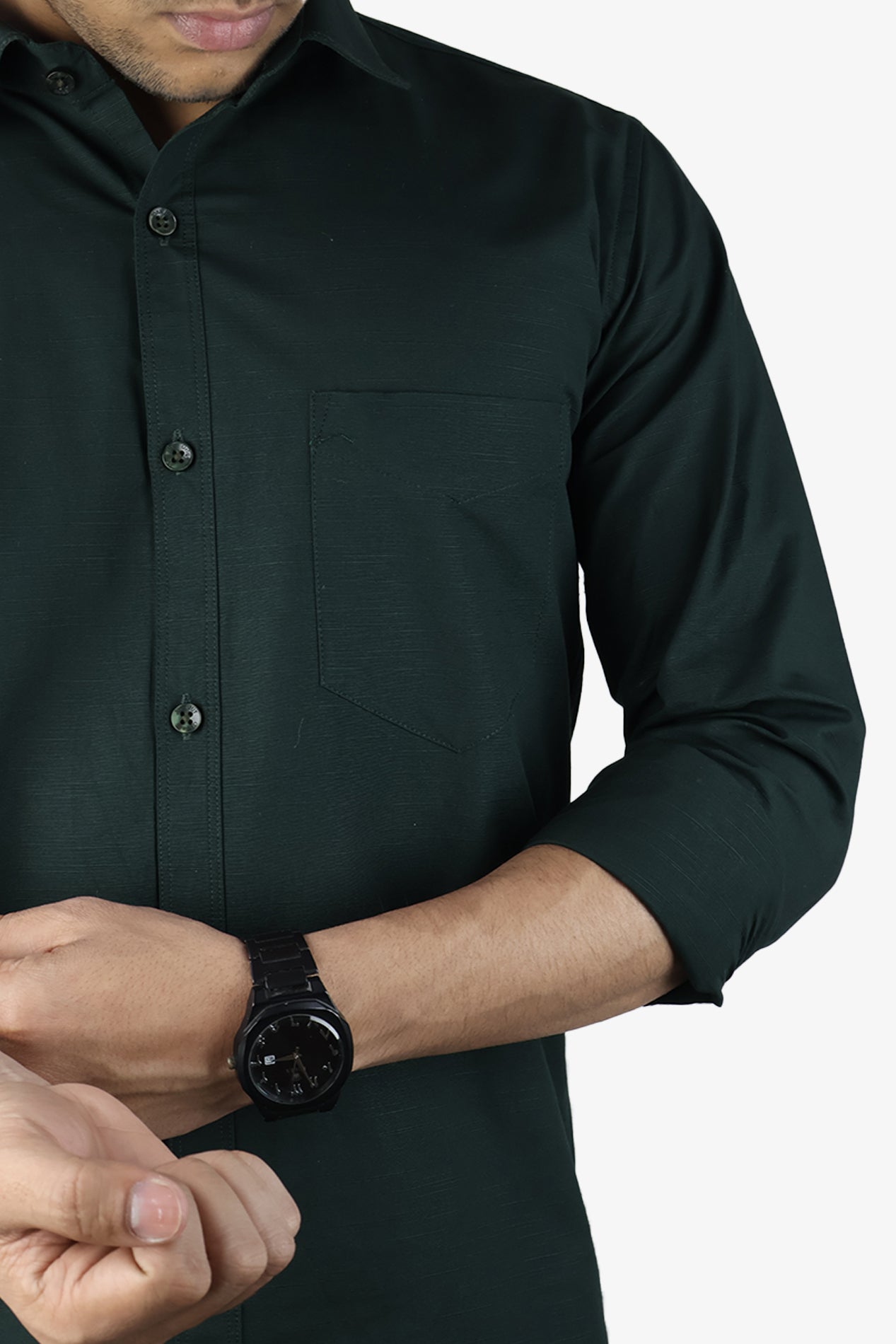LIN BOTTEL GREEN | SLIM FIT PREMIUM POLO NECK CASUAL SHIRT | ORIGENS