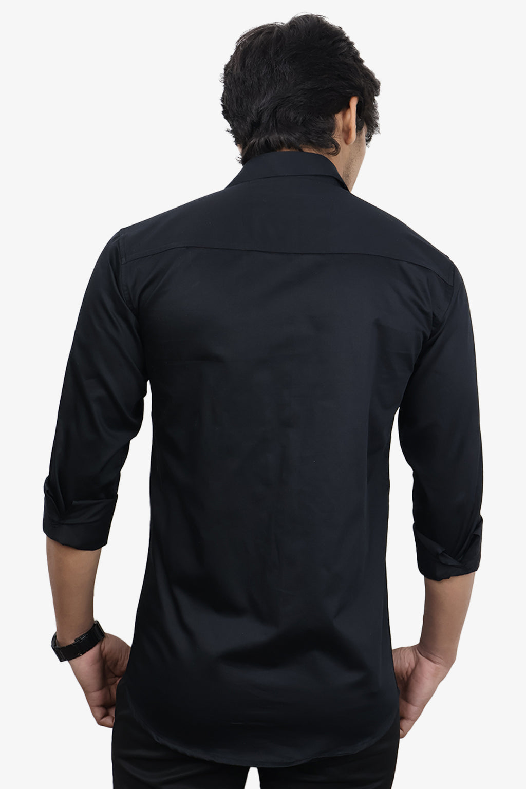 STAN BLACK | SLIM FIT PREMIUM POLO NECK CASUAL SHIRT | ORIGENS