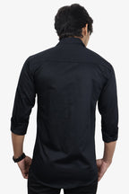 STAN BLACK | SLIM FIT PREMIUM POLO NECK CASUAL SHIRT | ORIGENS
