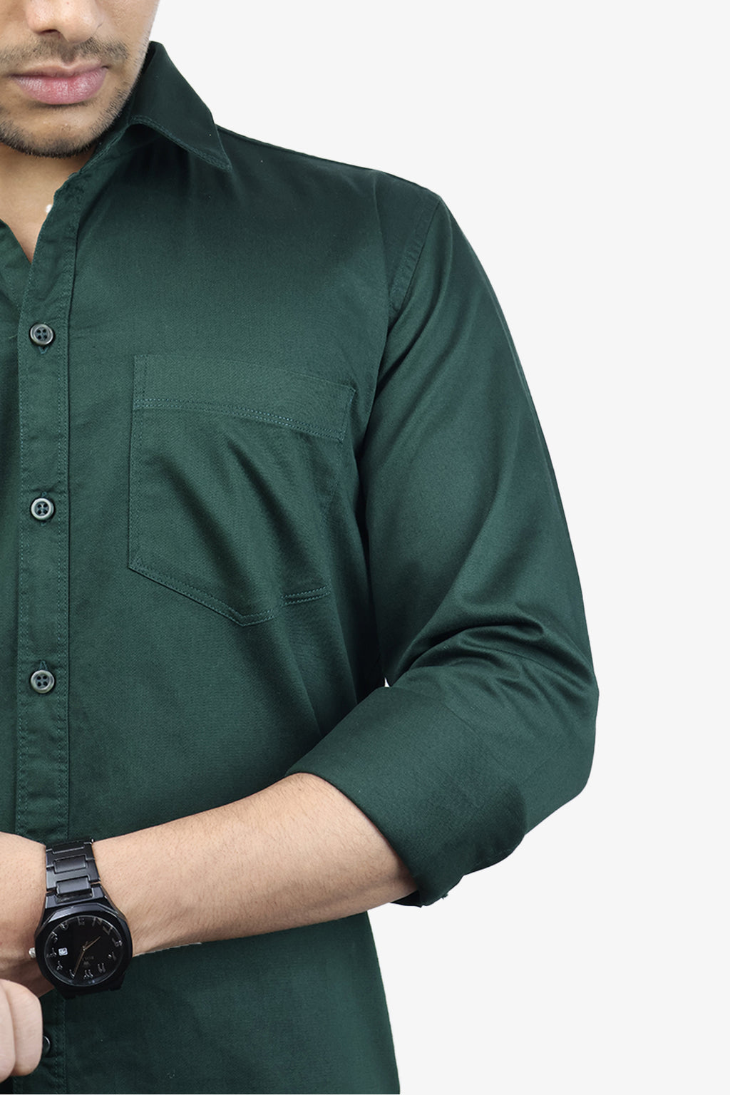 TWEE DARK GREEN | SLIM FIT PREMIUM POLO NECK CASUAL SHIRT | ORIGENS