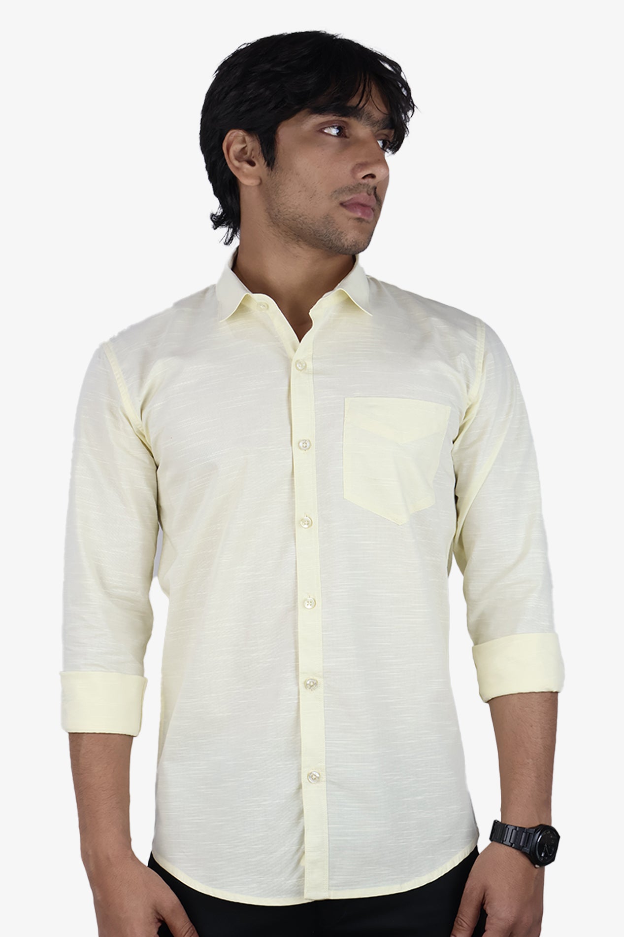 LIN LEMON | SLIM FIT PREMIUM POLO NECK CASUAL SHIRT | ORIGENS