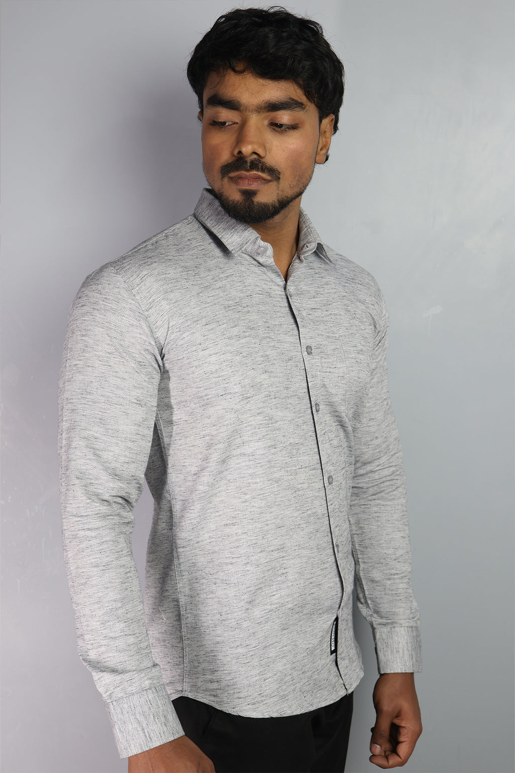 KED  S DARK GRAY | SLIM FIT PREMIUM POLO NECK CASUAL SHIRT | ORIGENS