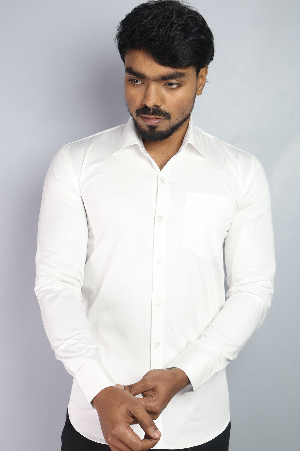 STAN WHITE | SLIM FIT PREMIUM POLO NECK CASUAL SHIRT | ORIGENS
