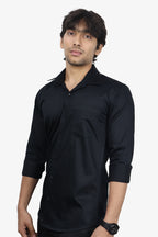 STAN BLACK | SLIM FIT PREMIUM POLO NECK CASUAL SHIRT | ORIGENS
