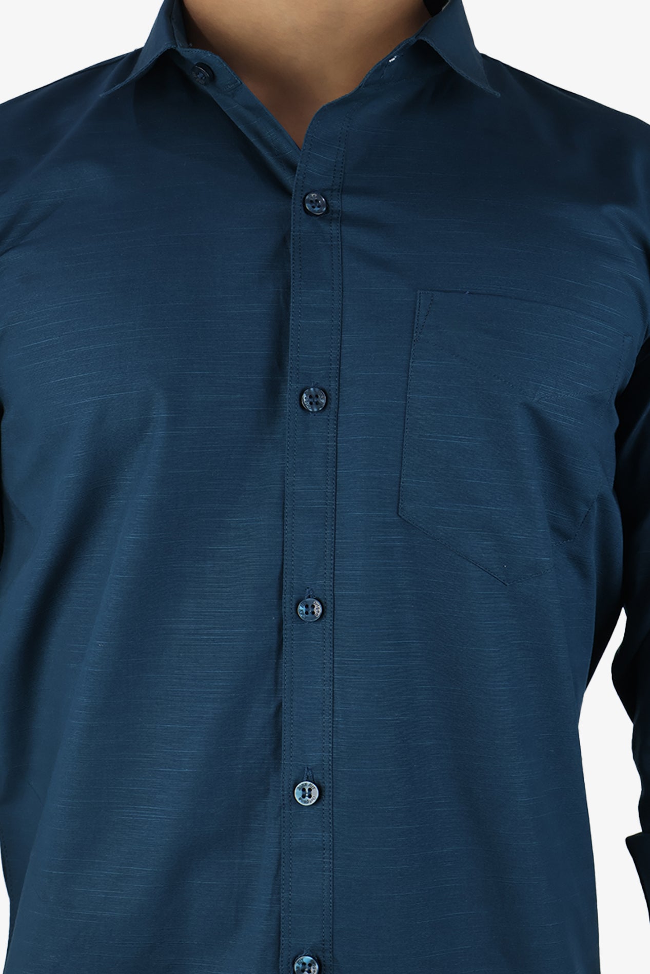 LIN DARK PEACOCK BLUE | SLIM FIT PREMIUM POLO NECK CASUAL SHIRT | ORIGENS