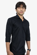 STAN BLACK | SLIM FIT PREMIUM POLO NECK CASUAL SHIRT | ORIGENS