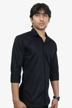 STAN BLACK | SLIM FIT PREMIUM POLO NECK CASUAL SHIRT | ORIGENS