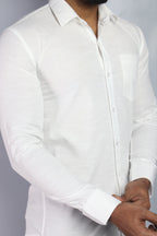 LIN  S WHITE | SLIM FIT PREMIUM POLO NECK CASUAL SHIRT | ORIGENS