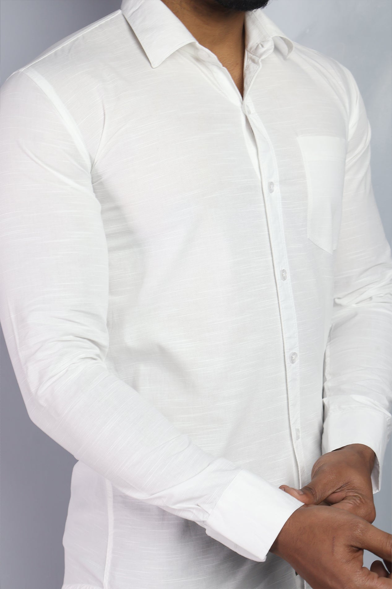 LIN  S WHITE | SLIM FIT PREMIUM POLO NECK CASUAL SHIRT | ORIGENS