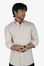 LIN CREAM | SLIM FIT PREMIUM POLO NECK CASUAL SHIRT | ORIGENS