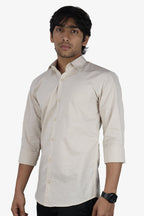 LIN CREAM | SLIM FIT PREMIUM POLO NECK CASUAL SHIRT | ORIGENS