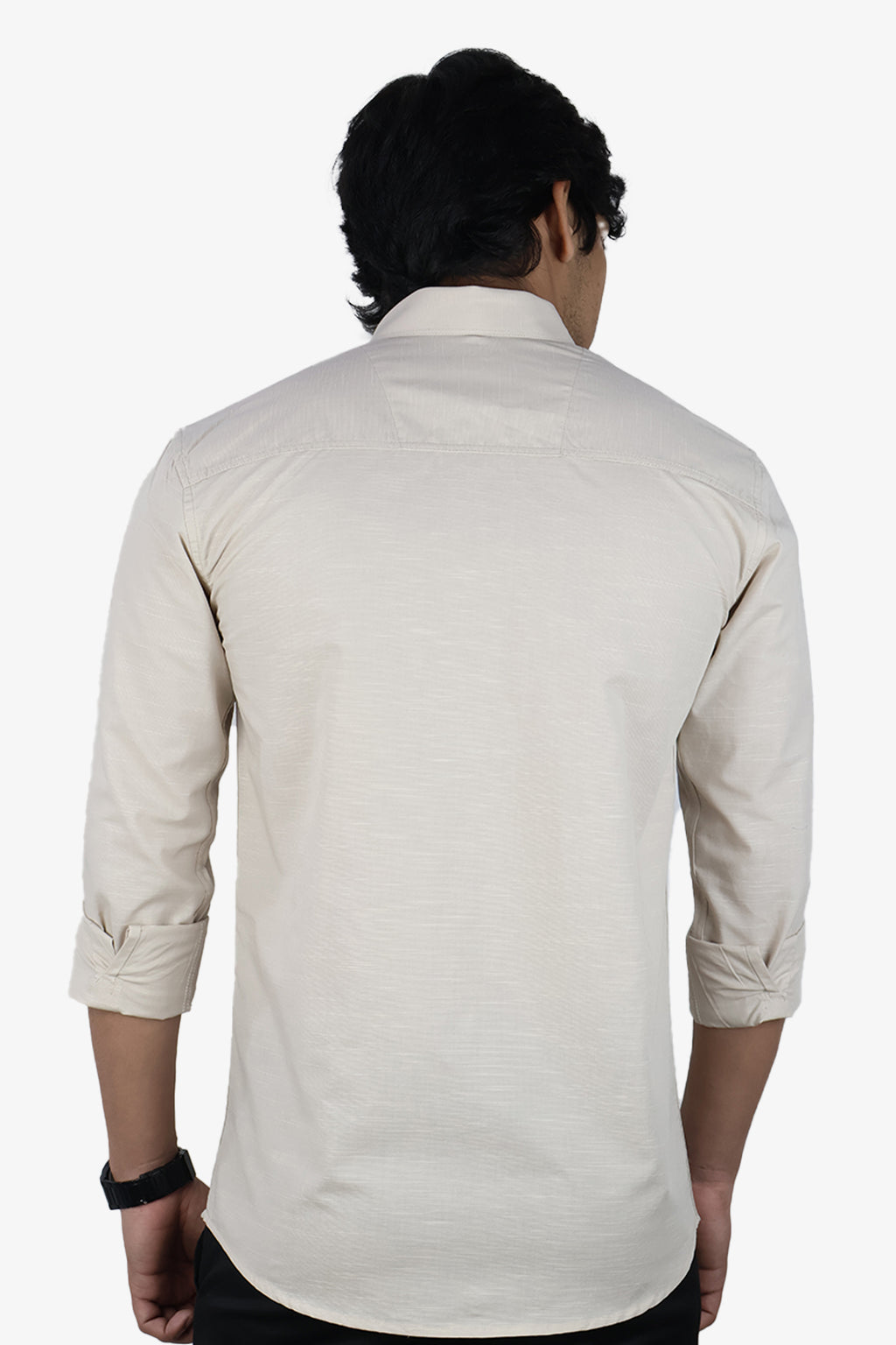 LIN CREAM | SLIM FIT PREMIUM POLO NECK CASUAL SHIRT | ORIGENS