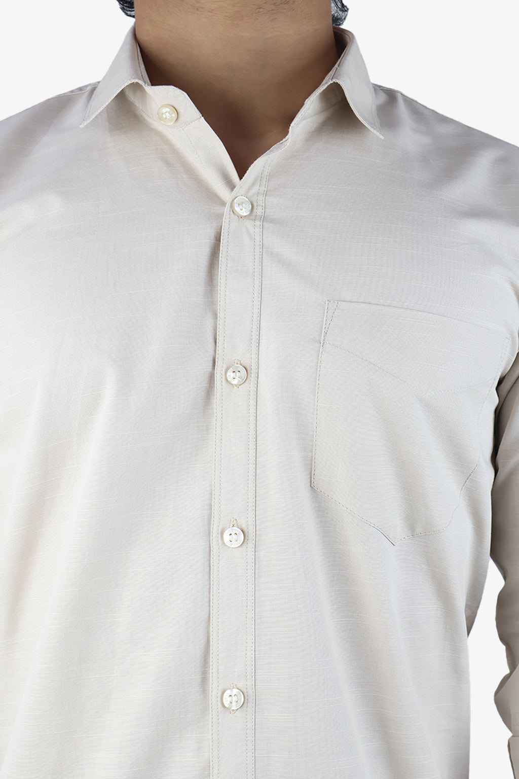 LIN CREAM | SLIM FIT PREMIUM POLO NECK CASUAL SHIRT | ORIGENS