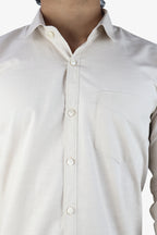 LIN CREAM | SLIM FIT PREMIUM POLO NECK CASUAL SHIRT | ORIGENS
