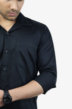 STAN BLACK | SLIM FIT PREMIUM POLO NECK CASUAL SHIRT | ORIGENS