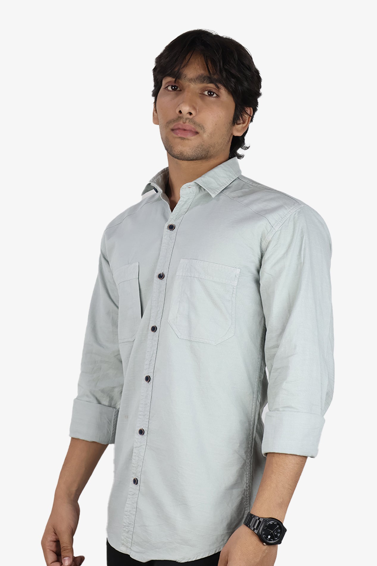 ROXX LIGHT GRAY | SLIM FIT PREMIUM POLO NECK CASUAL SHIRT | ORIGENS
