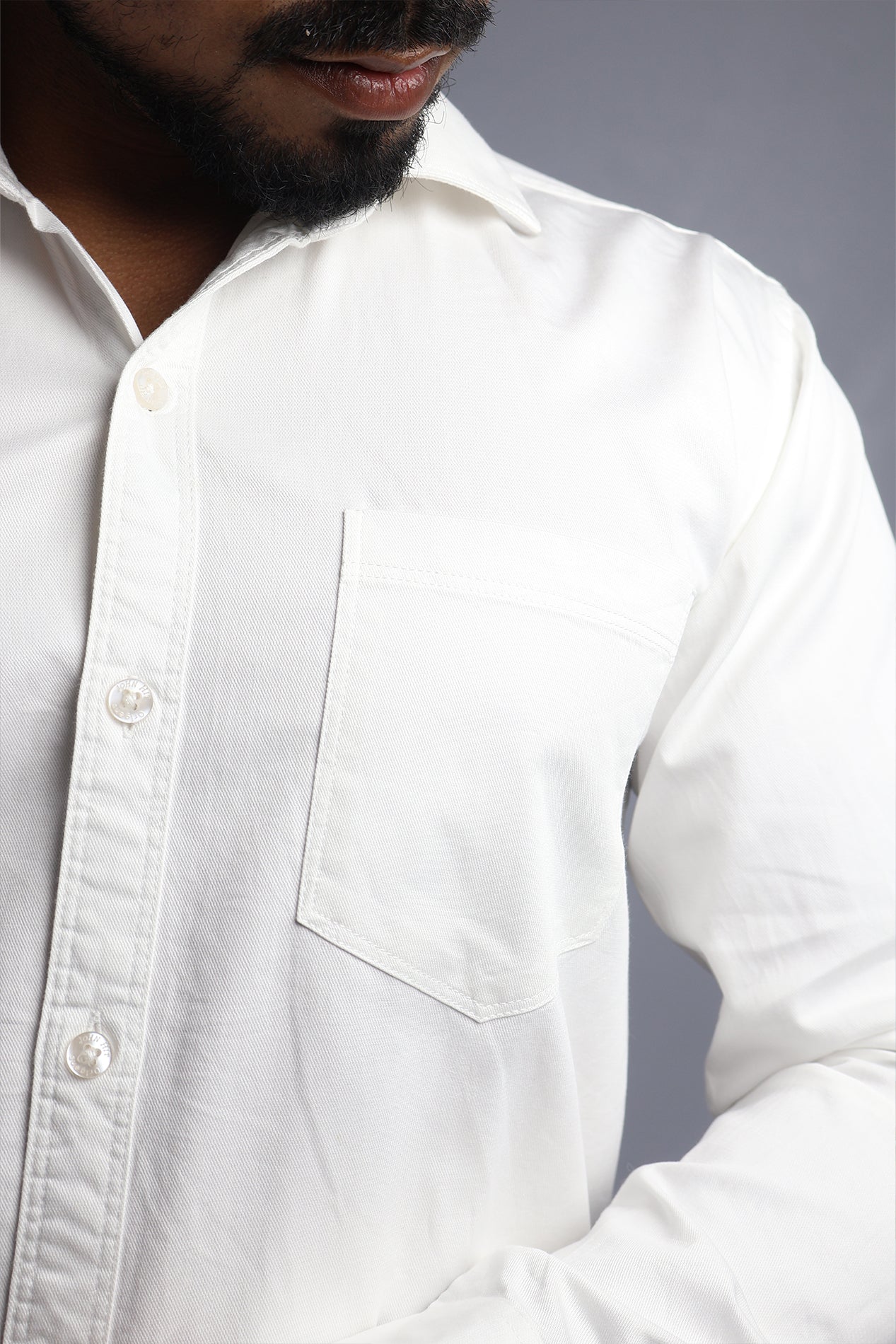 TWEE WHITE | SLIM FIT PREMIUM POLO NECK CASUAL SHIRT | ORIGENS
