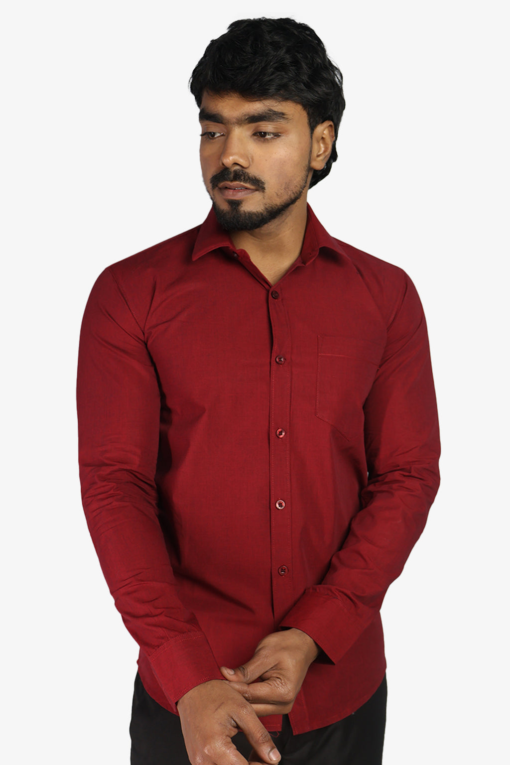 FIFA MAROON | SLIM FIT PREMIUM POLO NECK CASUAL SHIRT | ORIGENS