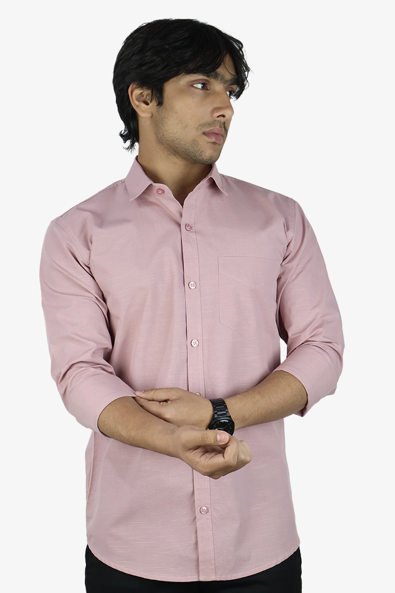 LIN PEACH | SLIM FIT PREMIUM POLO NECK CASUAL SHIRT | ORIGENS