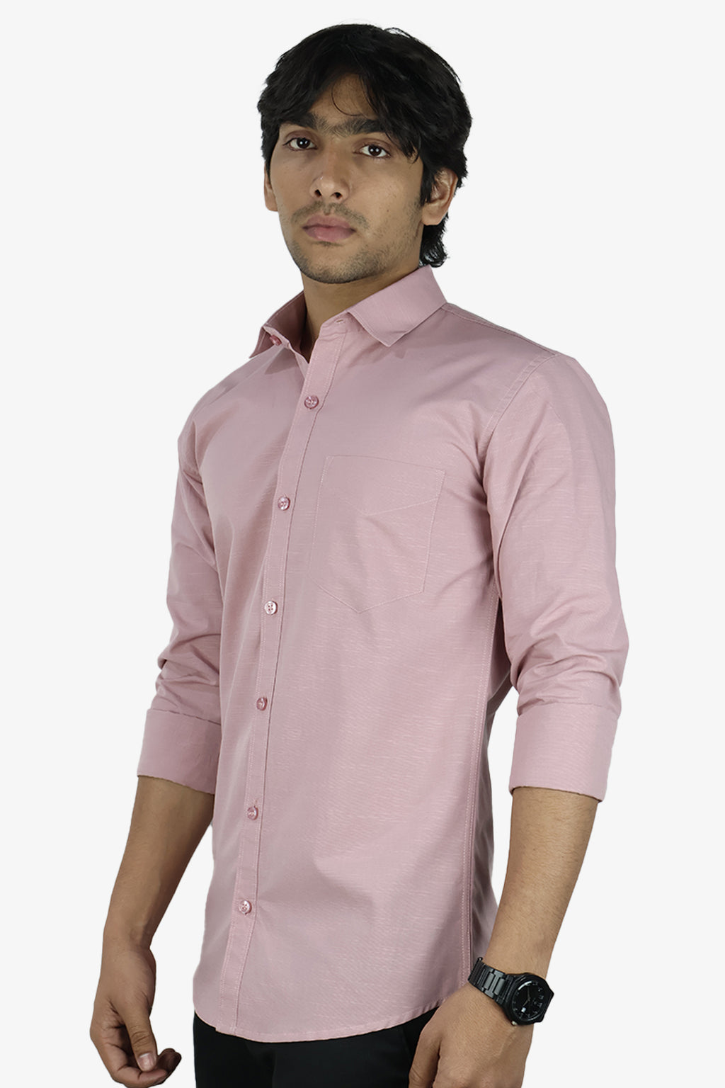 LIN PEACH | SLIM FIT PREMIUM POLO NECK CASUAL SHIRT | ORIGENS