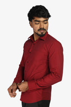 FIFA MAROON | SLIM FIT PREMIUM POLO NECK CASUAL SHIRT | ORIGENS