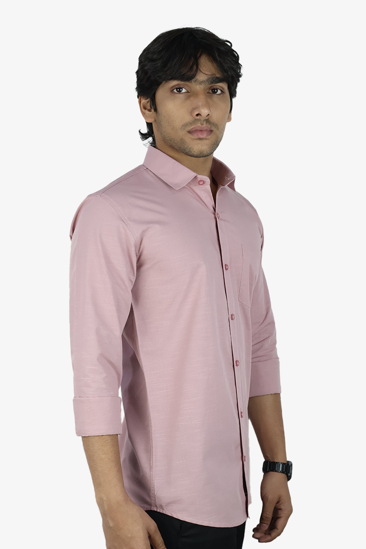 LIN PEACH | SLIM FIT PREMIUM POLO NECK CASUAL SHIRT | ORIGENS