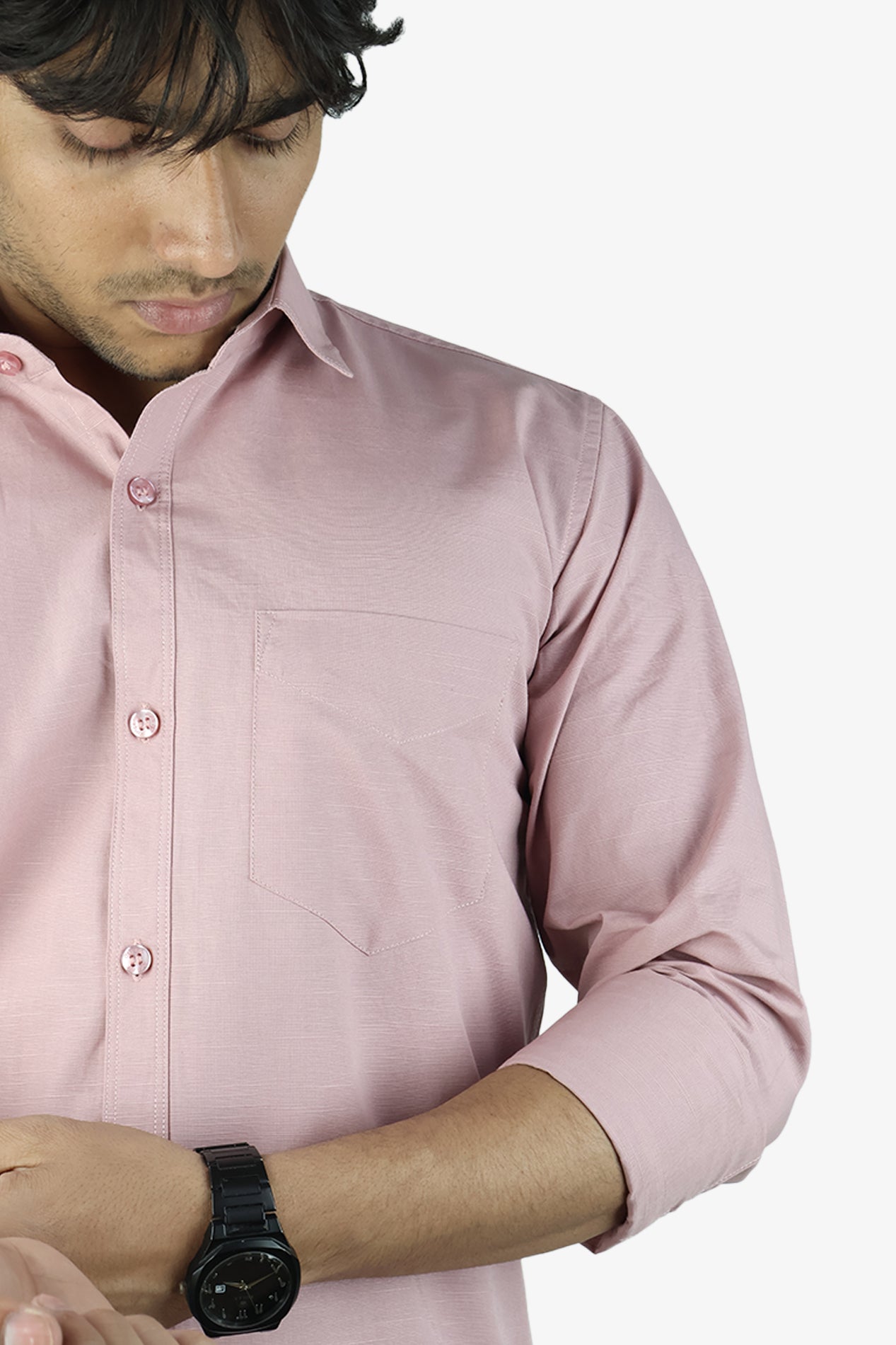 LIN PEACH | SLIM FIT PREMIUM POLO NECK CASUAL SHIRT | ORIGENS