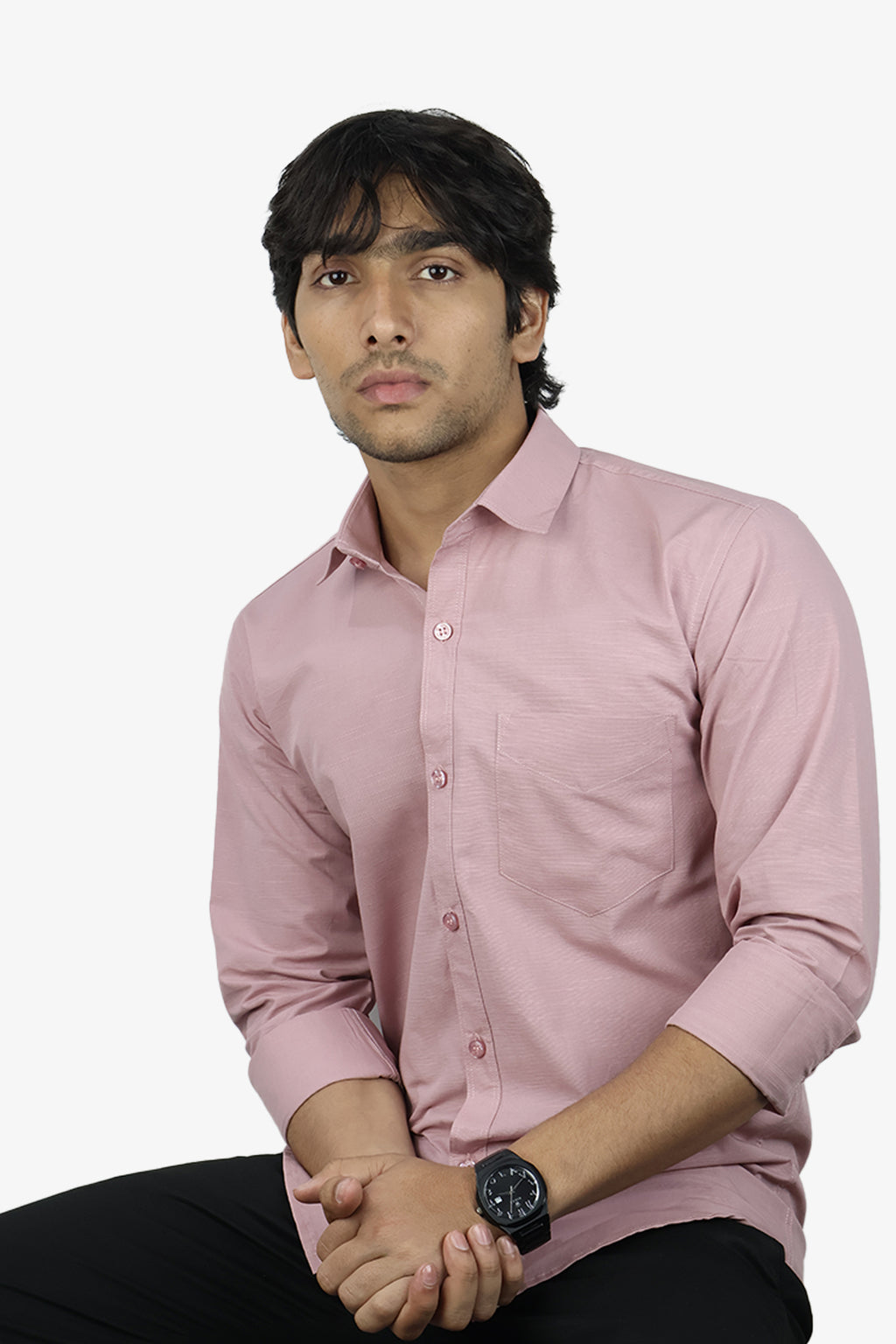 LIN PEACH | SLIM FIT PREMIUM POLO NECK CASUAL SHIRT | ORIGENS