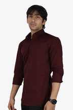 LIN MAROON | SLIM FIT PREMIUM POLO NECK CASUAL SHIRT | ORIGENS