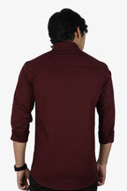 LIN MAROON | SLIM FIT PREMIUM POLO NECK CASUAL SHIRT | ORIGENS