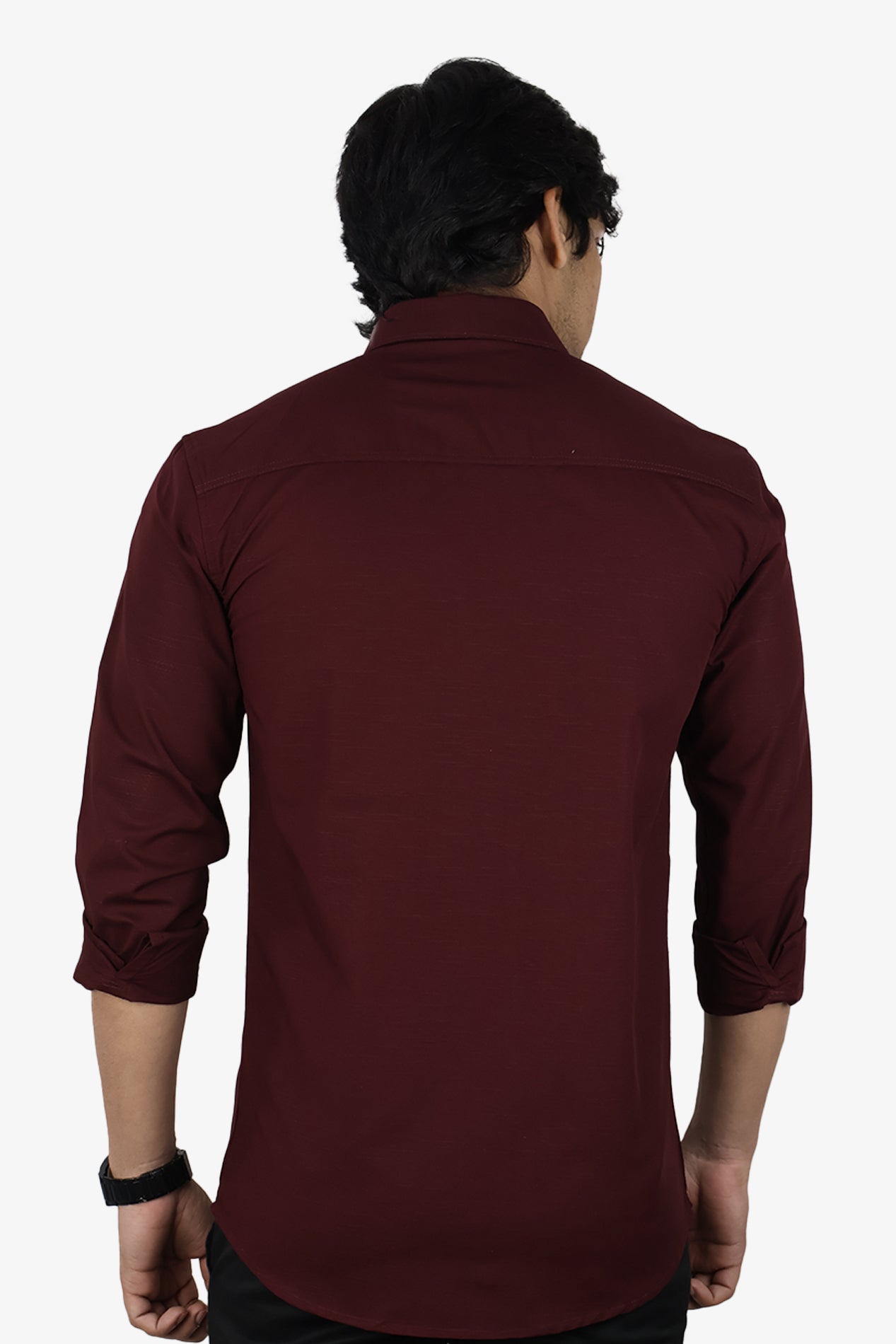 LIN MAROON | SLIM FIT PREMIUM POLO NECK CASUAL SHIRT | ORIGENS