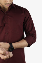LIN MAROON | SLIM FIT PREMIUM POLO NECK CASUAL SHIRT | ORIGENS