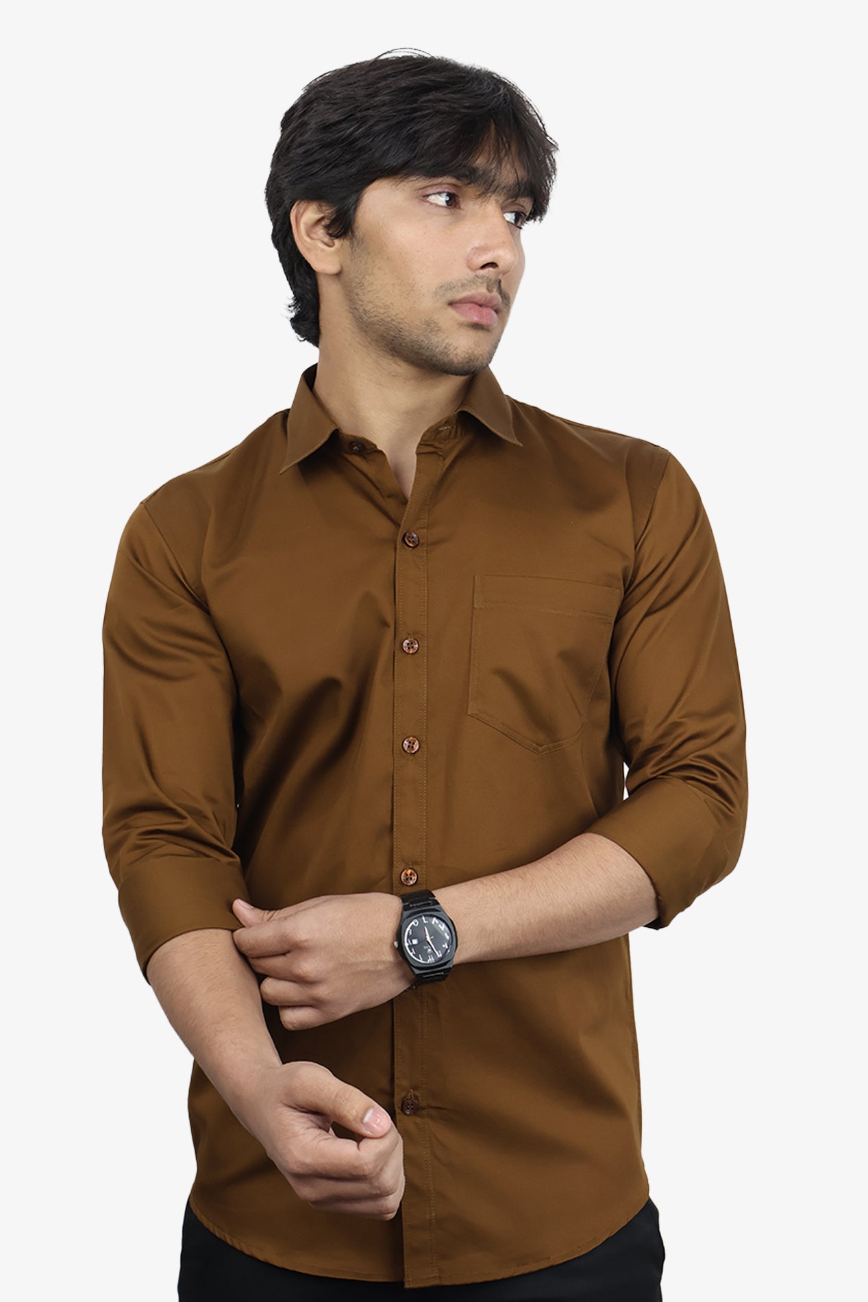 STAN BROWN | SLIM FIT PREMIUM POLO NECK CASUAL SHIRT | ORIGENS