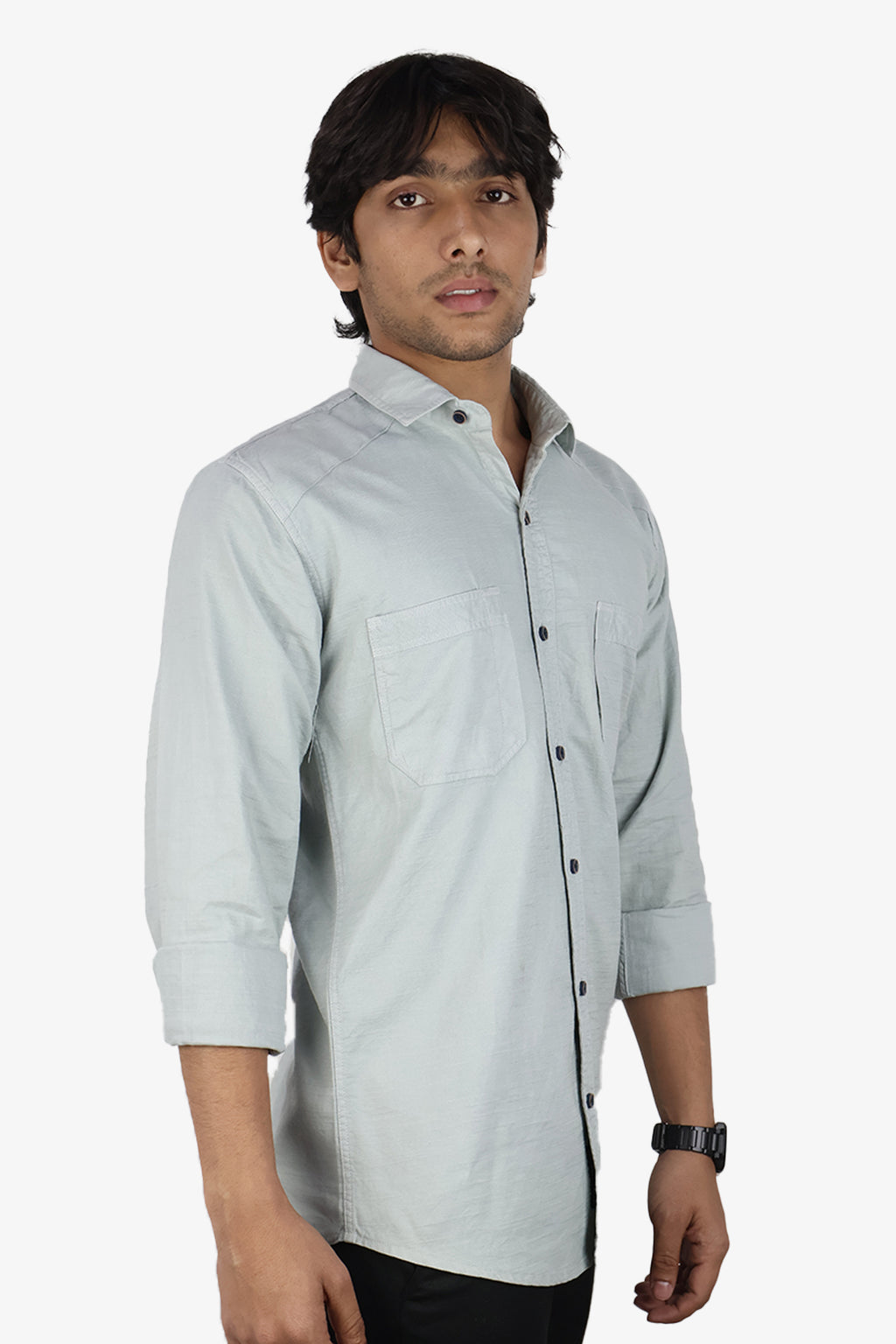 ROXX LIGHT GRAY | SLIM FIT PREMIUM POLO NECK CASUAL SHIRT | ORIGENS