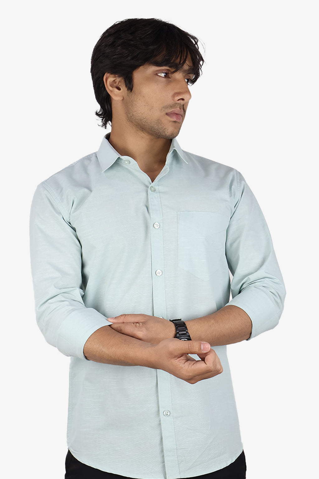 LIN SEA GREEN | SLIM FIT PREMIUM POLO NECK CASUAL SHIRT | ORIGENS