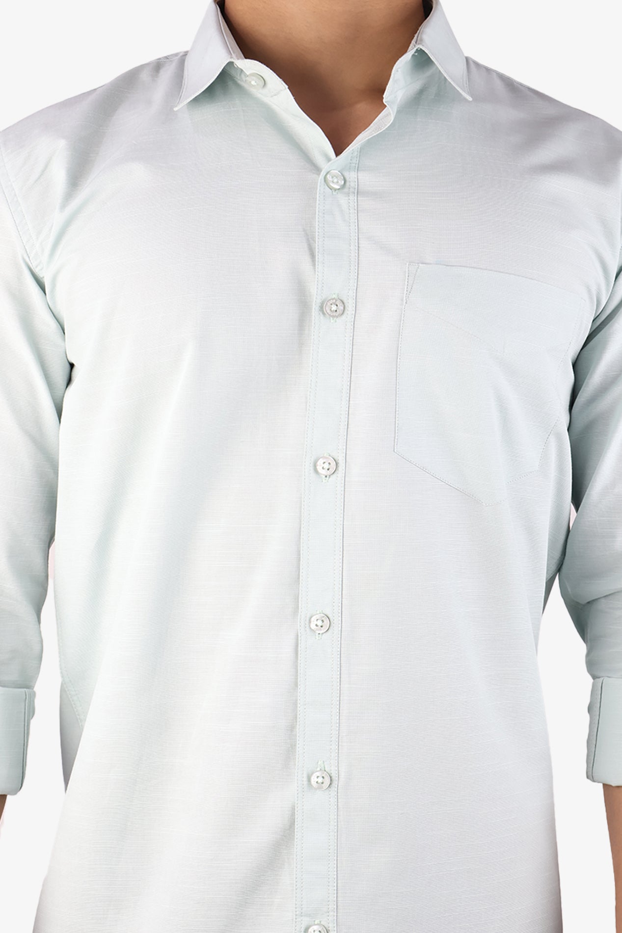 LIN SEA GREEN | SLIM FIT PREMIUM POLO NECK CASUAL SHIRT | ORIGENS
